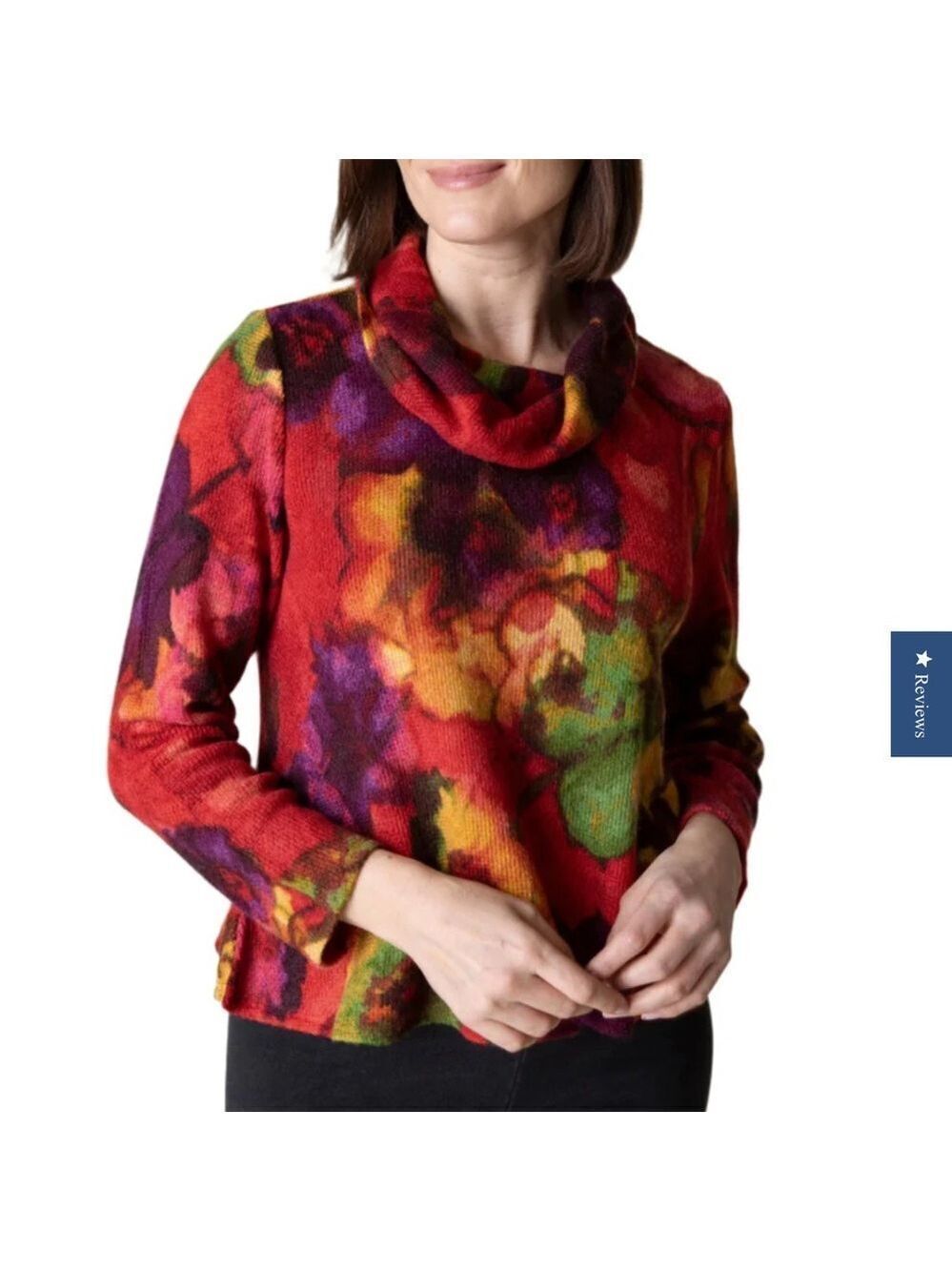 Habitat Red Multicolor Cowl Neck Sweater Coral boxy XL